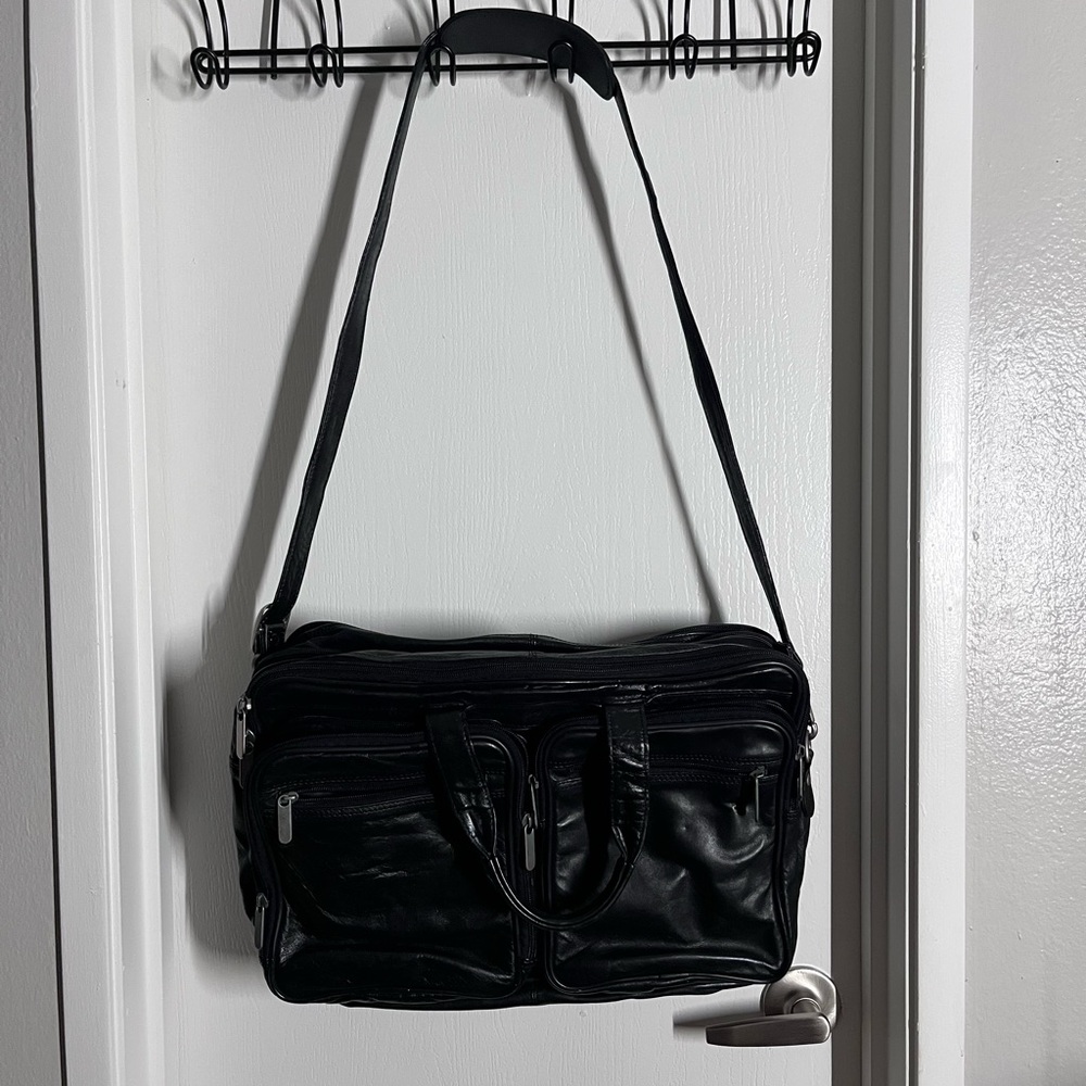 Elegant Vintage Multipurpose Black Genuine Leather Unisex’s Bag